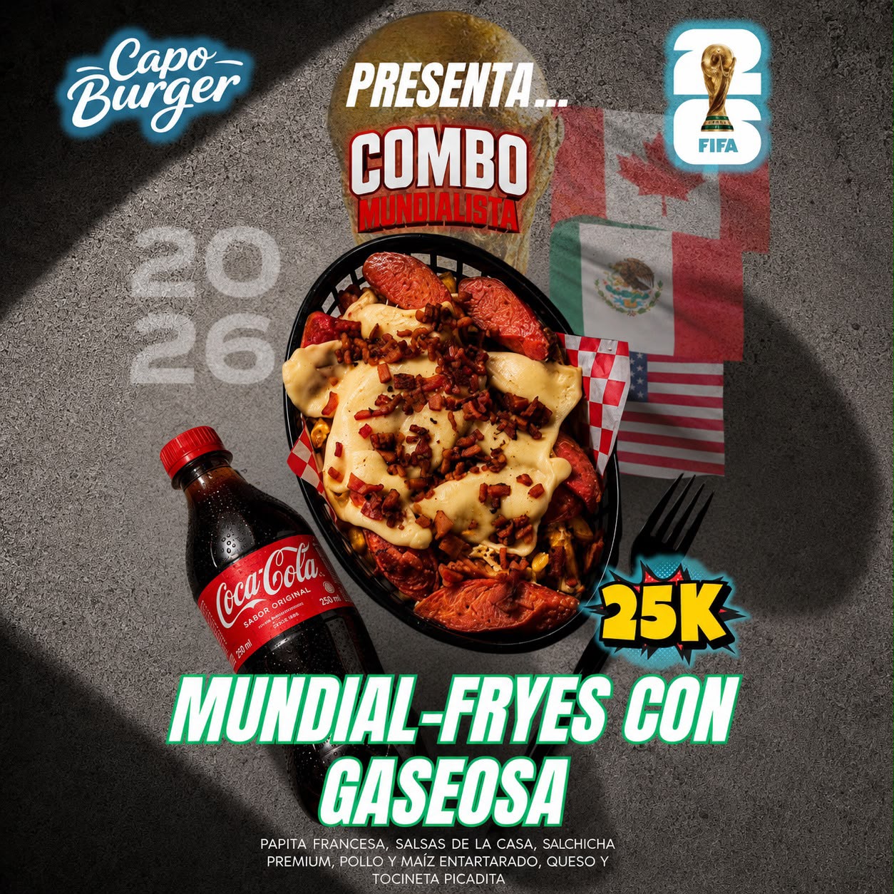 Combo Mundial-Fryes con gaseosa